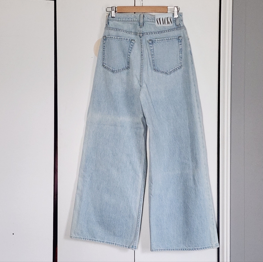 Mother Denim Snacks Light Blue Wide-Leg Women's Jeans - Picture 2 of 6
